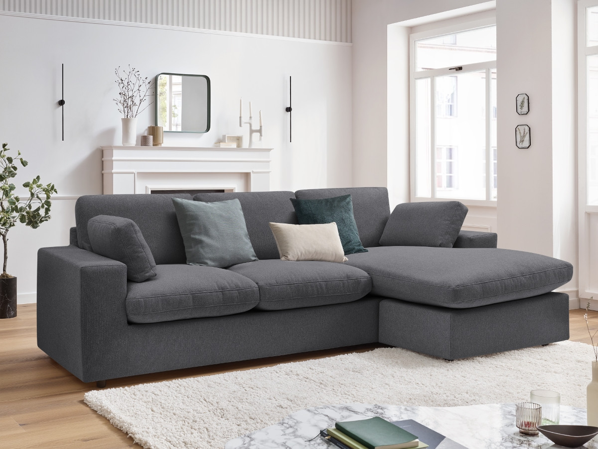 Bobochic Belair Ecksofa 220 × 139 cm Stoff Dunkelgrau