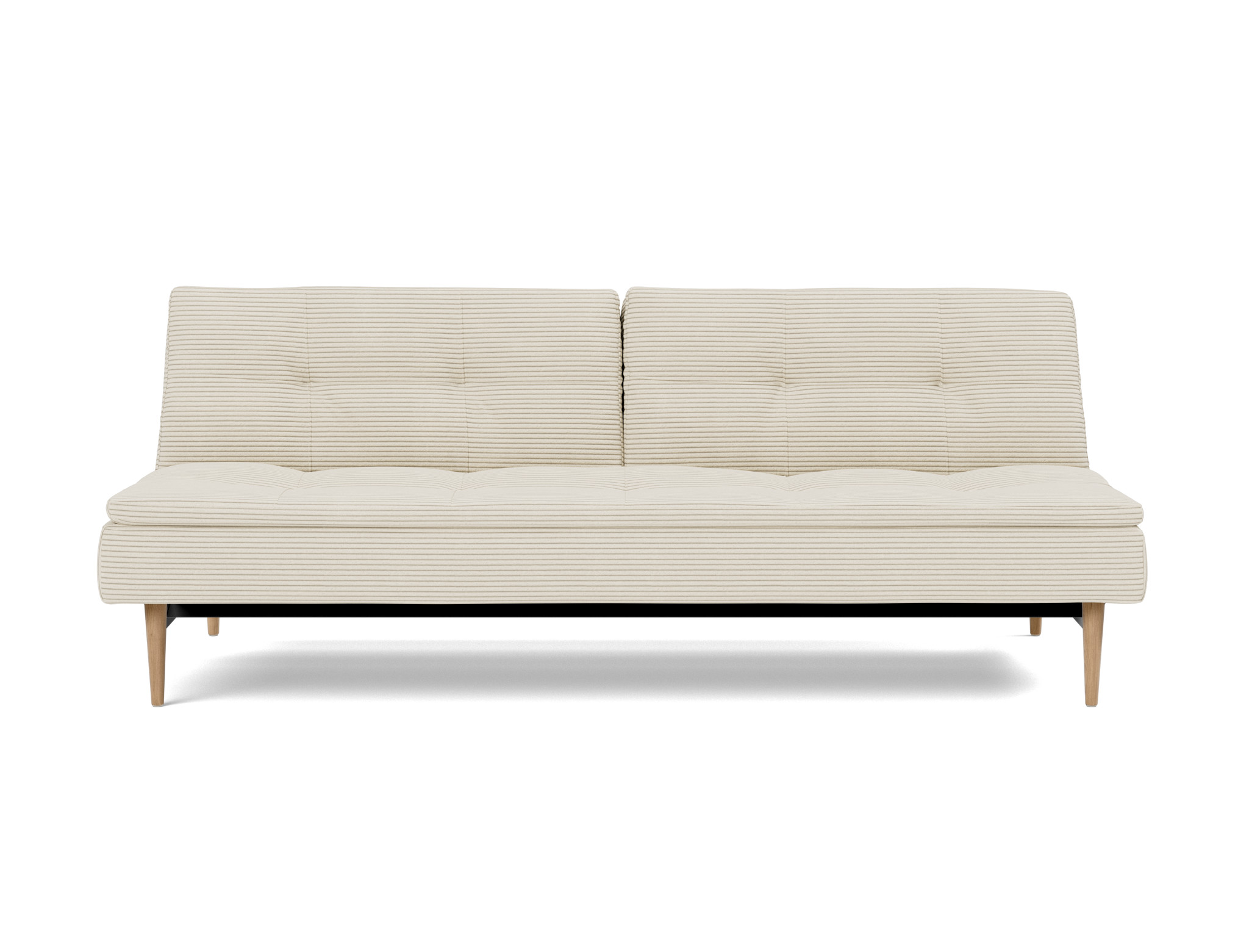 Schlafsofa Dublexo Kord Corduroy 594-Ivory Beine Styletto Eiche hell