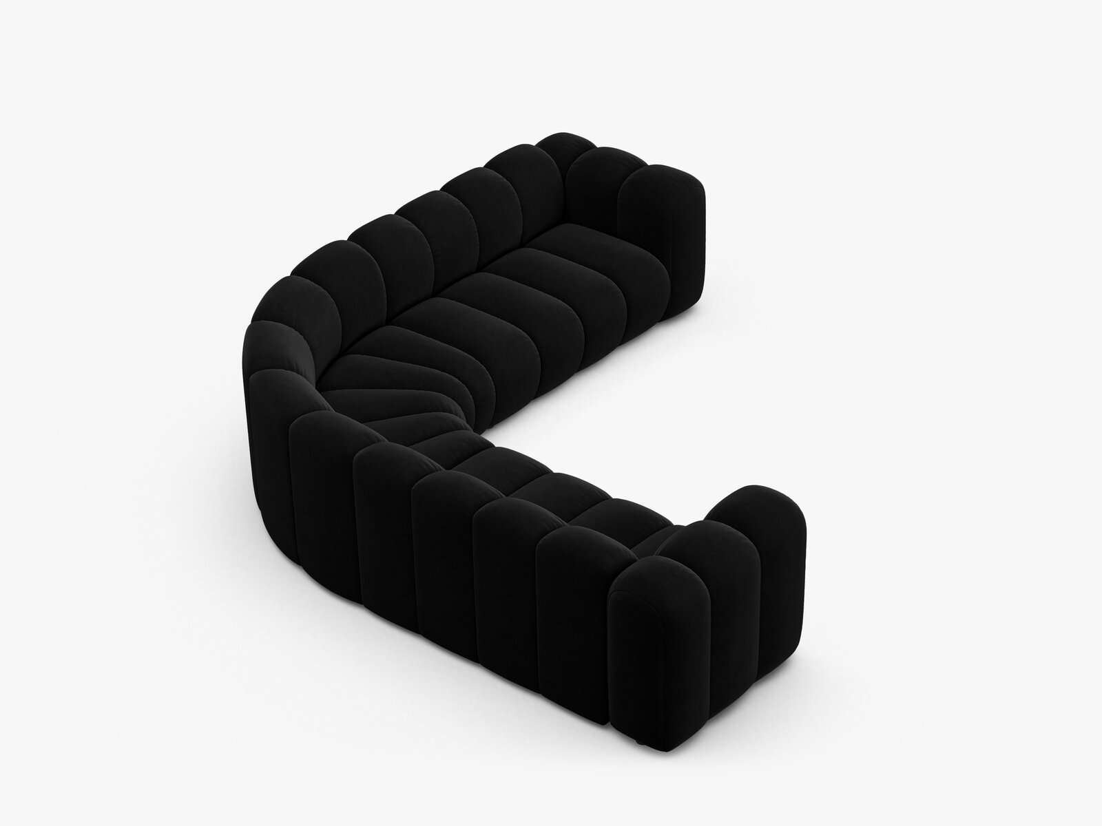 Micadoni symmetrisches Ecksofa Lupine 5-Sitzer mittelgroß Samt Salvador Schwarz