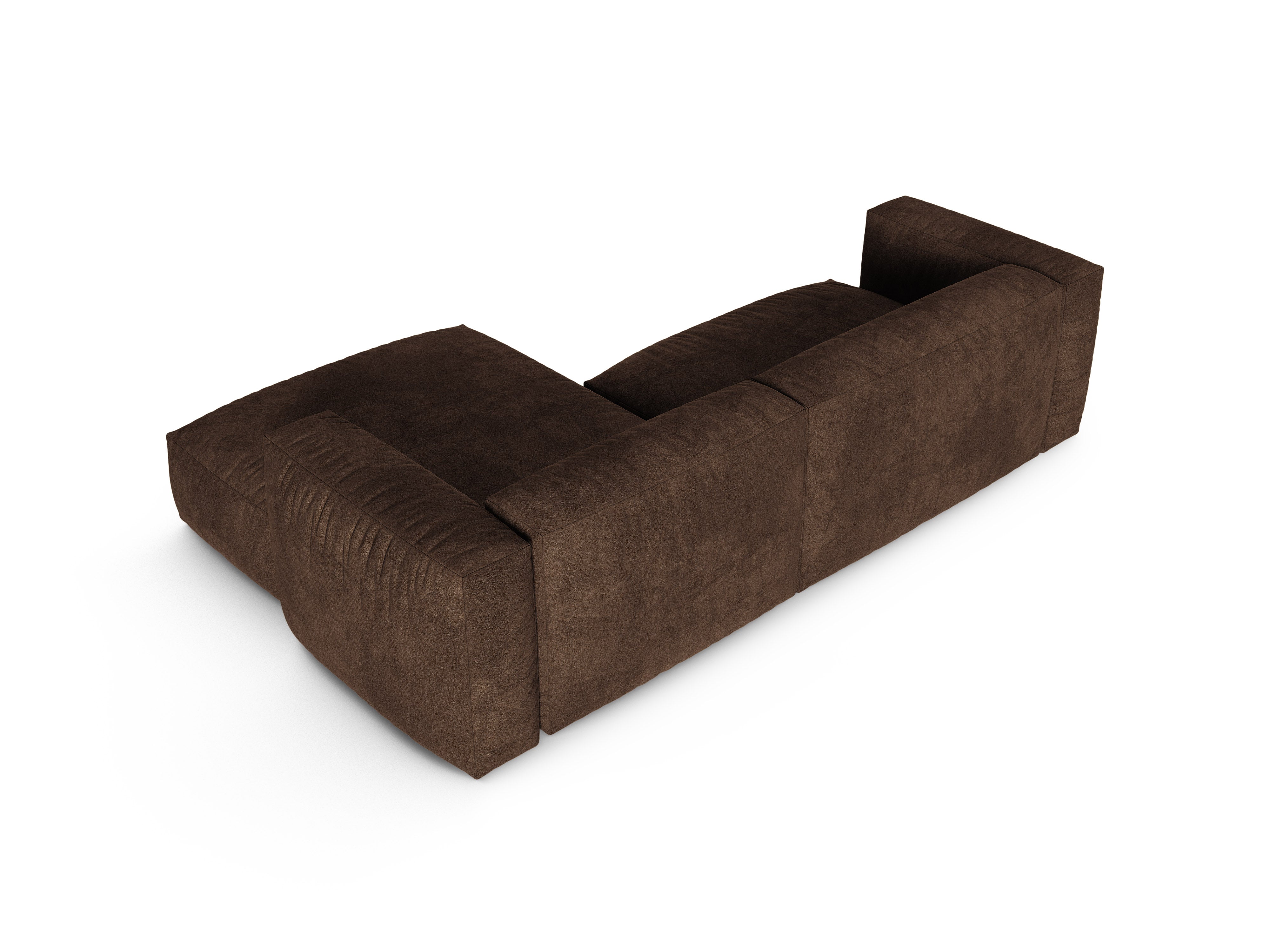 Micadoni Ecksofa Martina 2-Sitzer 90cm Sitztiefe Samt Vogue Schokolade Rechts