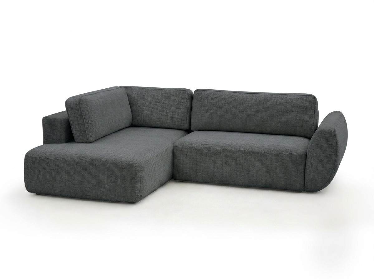Bobochic Denise Ecksofa mit Schlaffunktion und Bettkasten 256 × 197 cm Strukturstoff Schwarz Ecke links