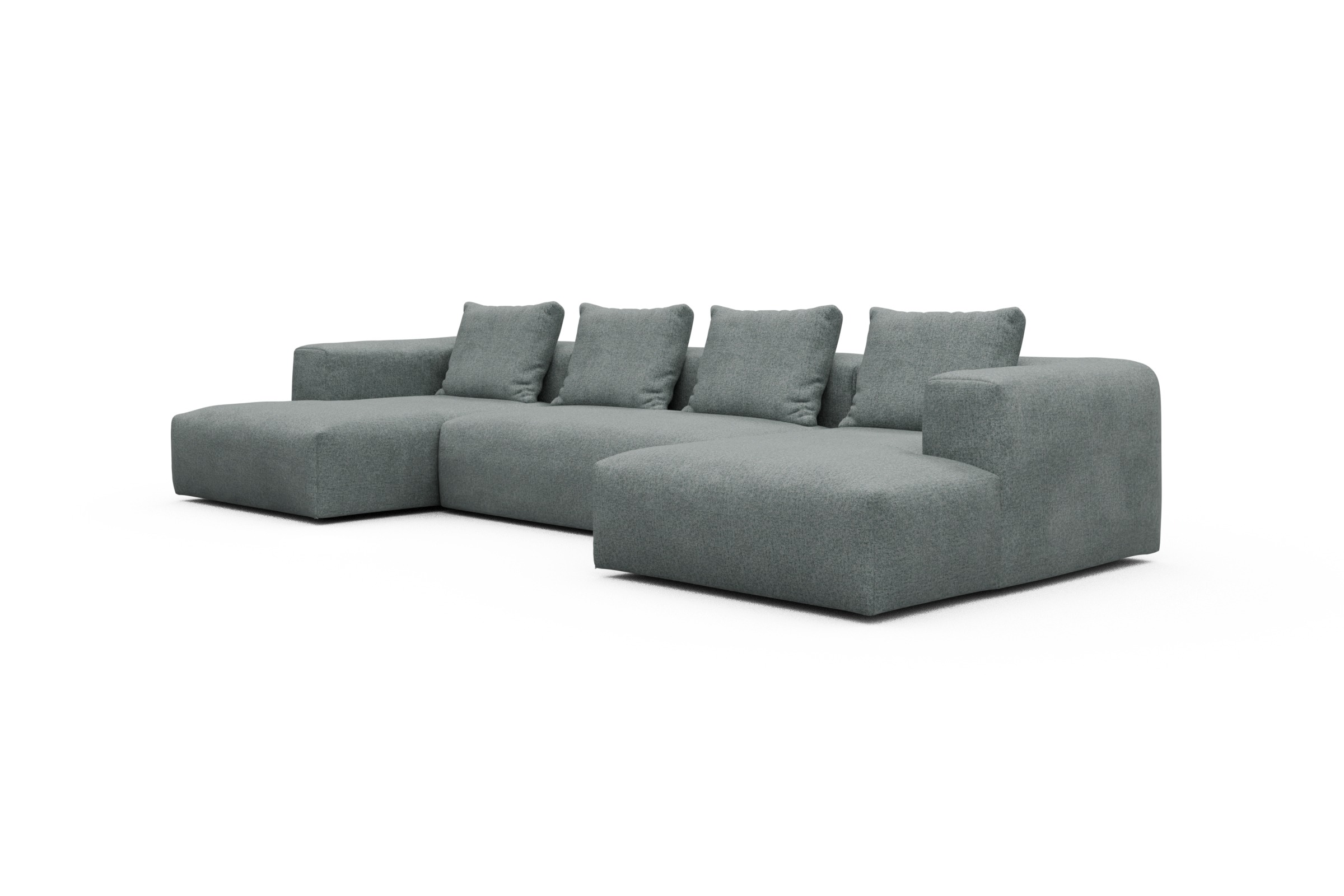 Wohnlandschaft Fred mit 2-Sitzer und Chaiselongue beidseitig Casone-Light-Mixed-Green