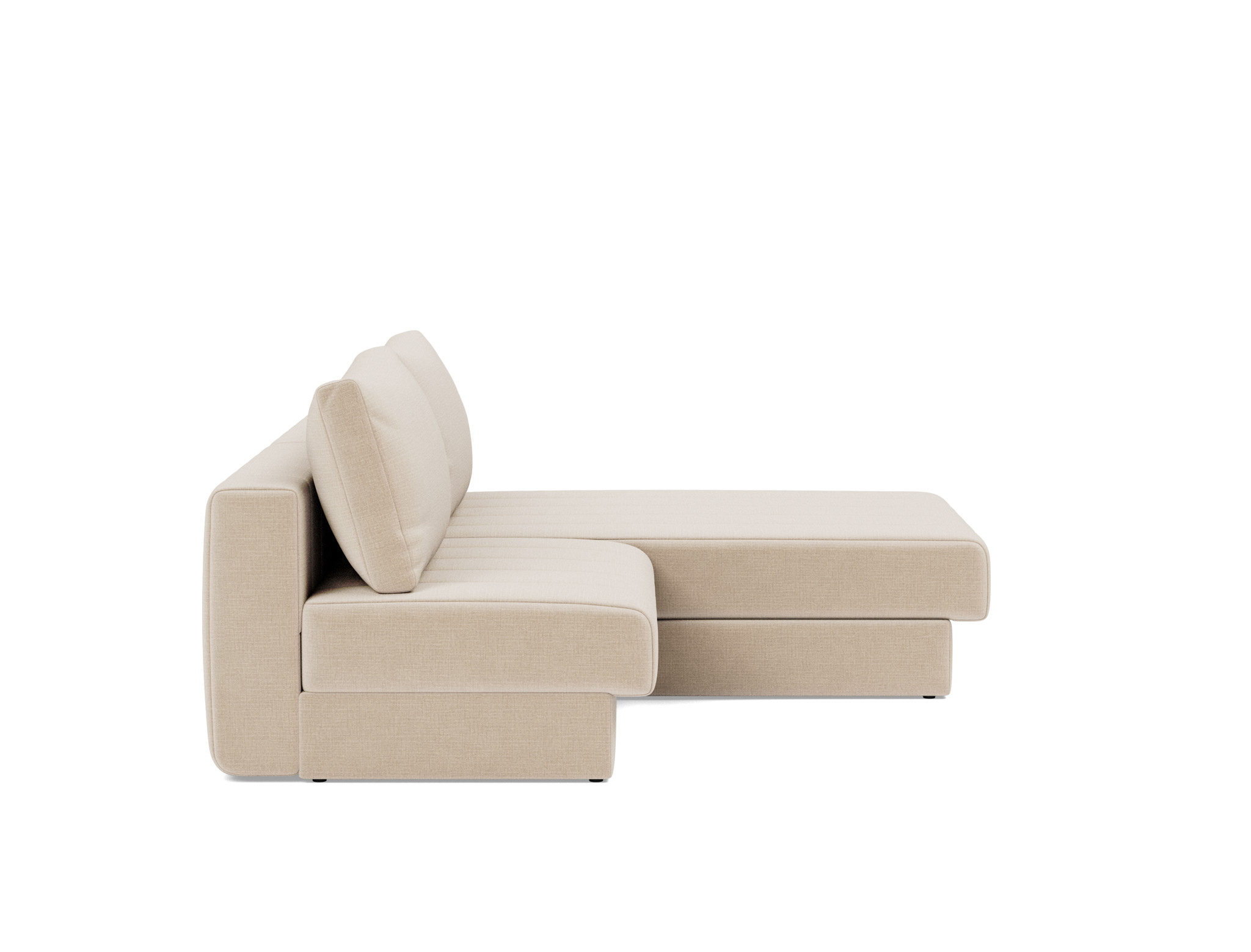 Schlafsofa Akello mit Chaiselongue Chenille Esina 410-Almond-Beige