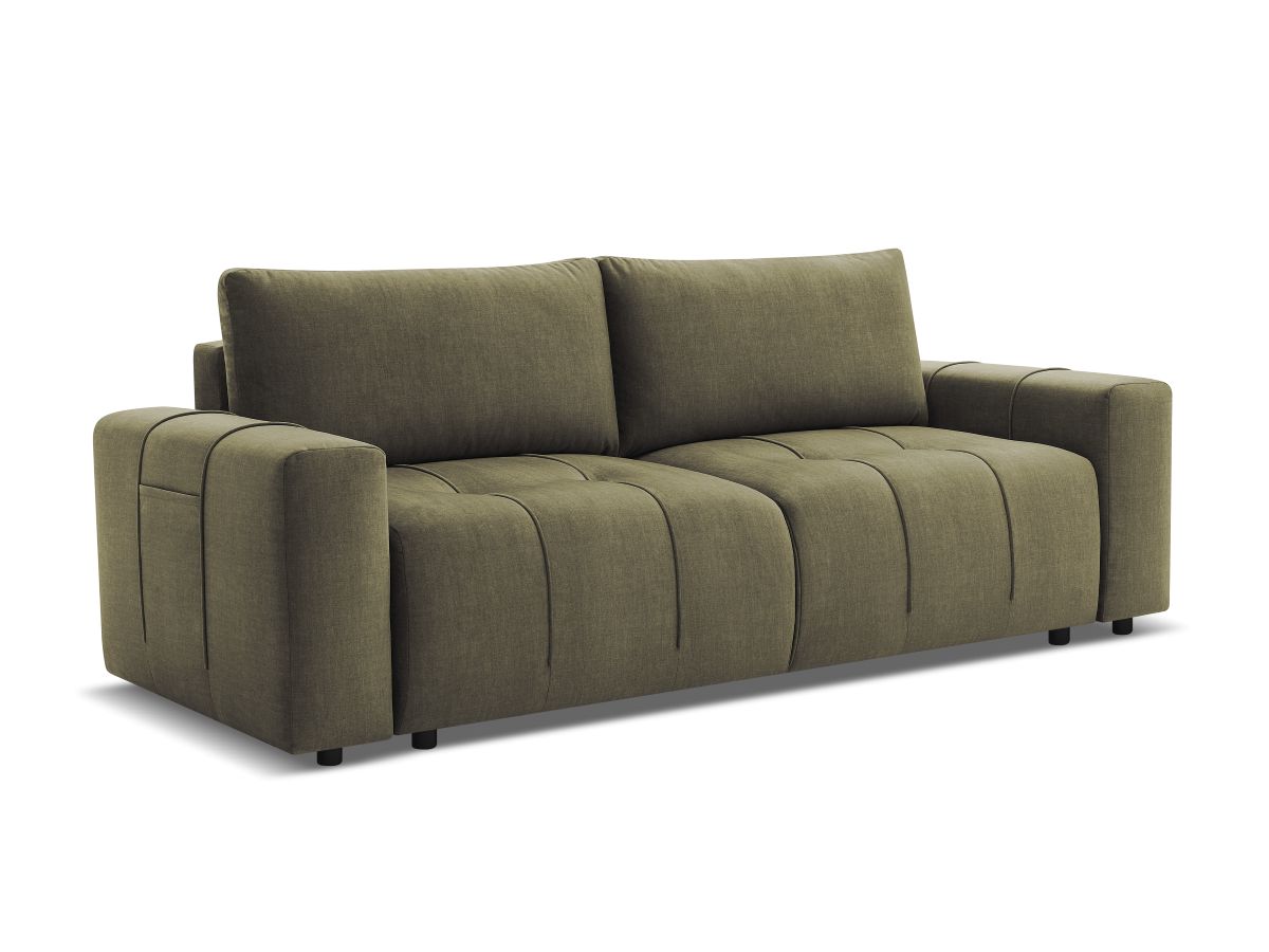 Bobochic Arsene Schlafsofa 3-Sitzer mit Bettkasten Samt Grün