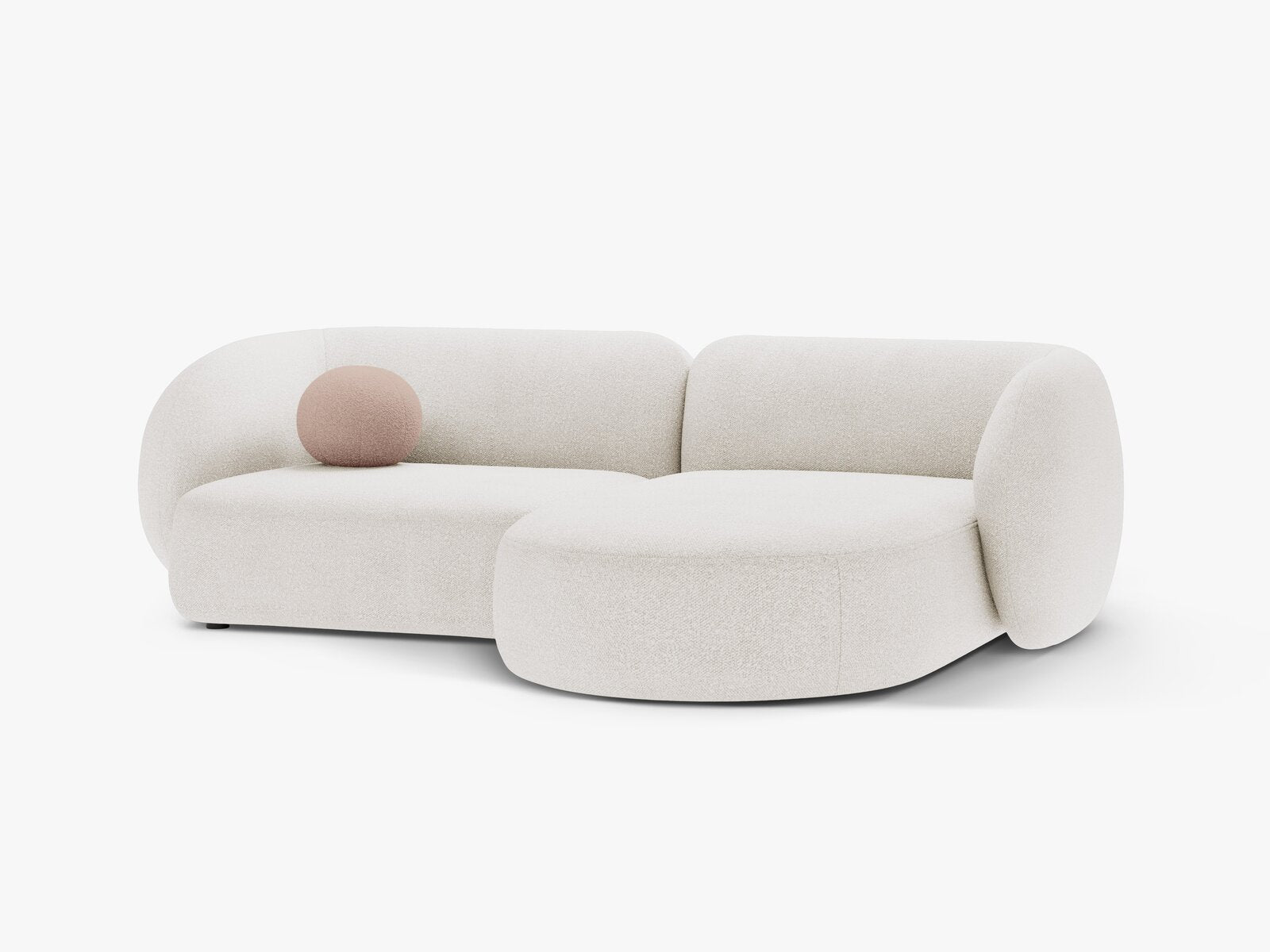 Micadoni Ecksofa Kate 2-Sitzer Rechts Boucle Weiß