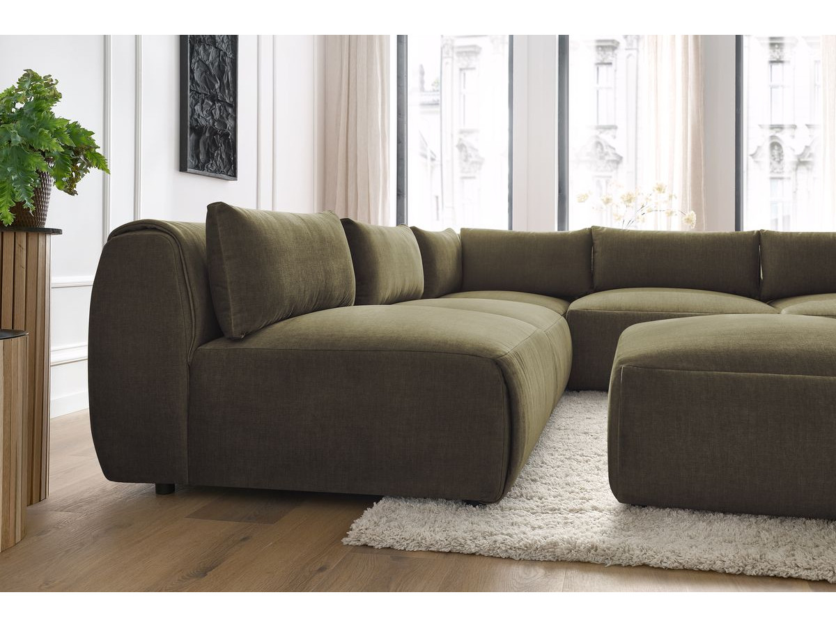 Bobochic Jeanne Ecksofa mit Pouf Samt Grün