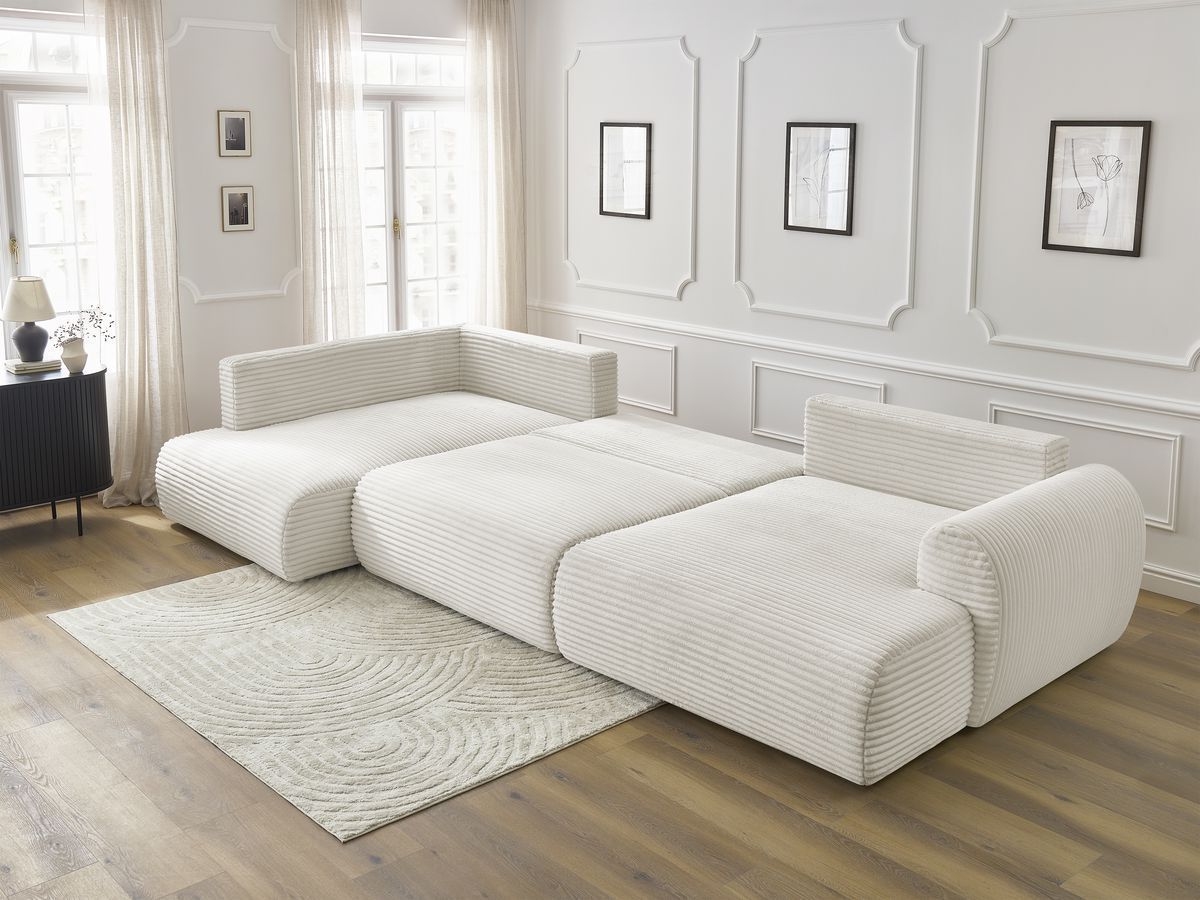 Bobochic Lucien Wohnlandschaft Breitcord weich Beige Ecke rechts