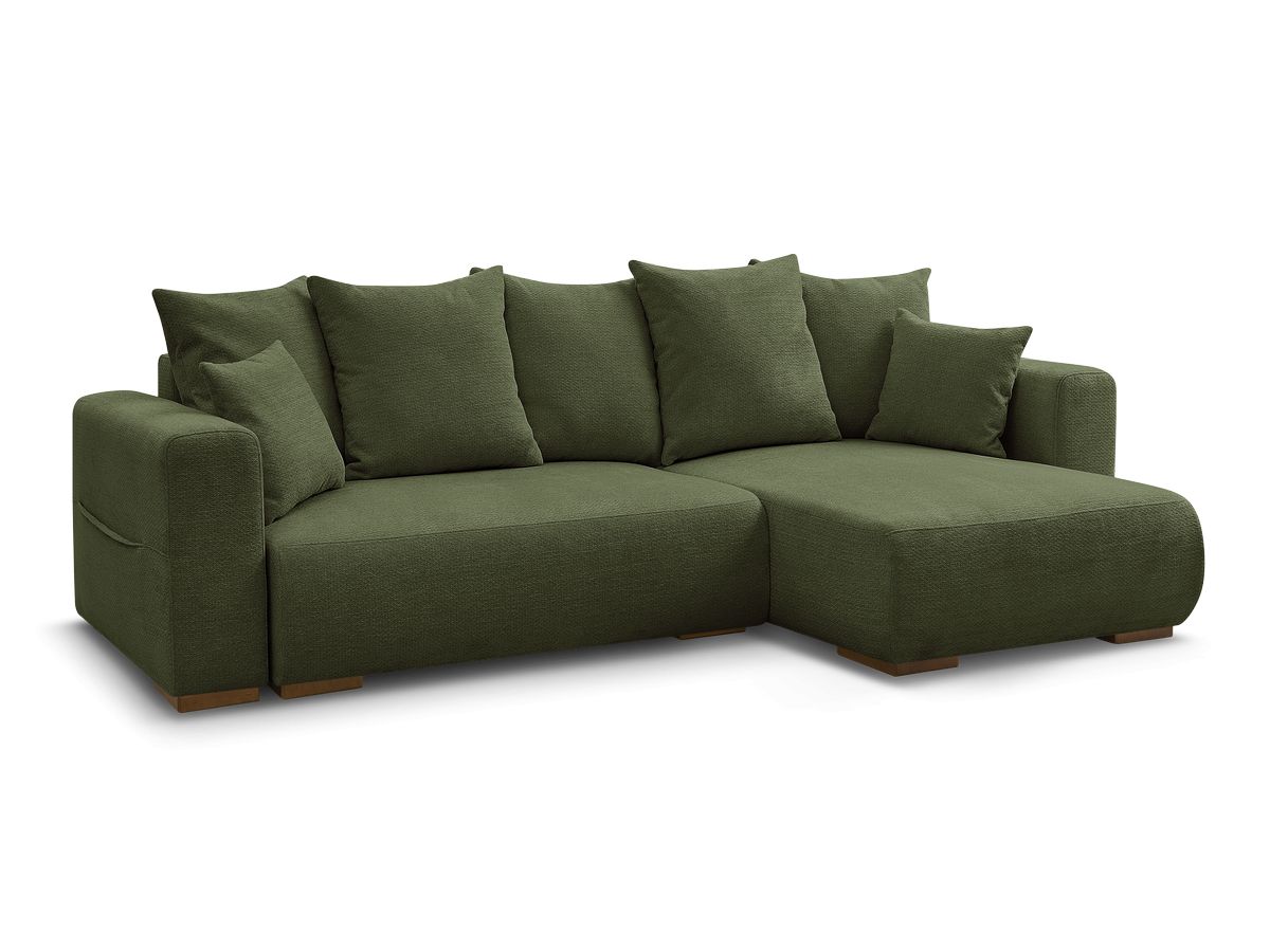 Bobochic Sidonie Ecksofa mit Schlaffunktion und Bettkasten Melange-Stoff Grün