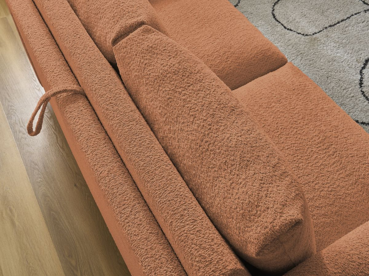 Bobochic Cocoone Schlafsofa 3-Sitzer Bouclé-Stoff Orange, Liegefläche 140 × 200 cm