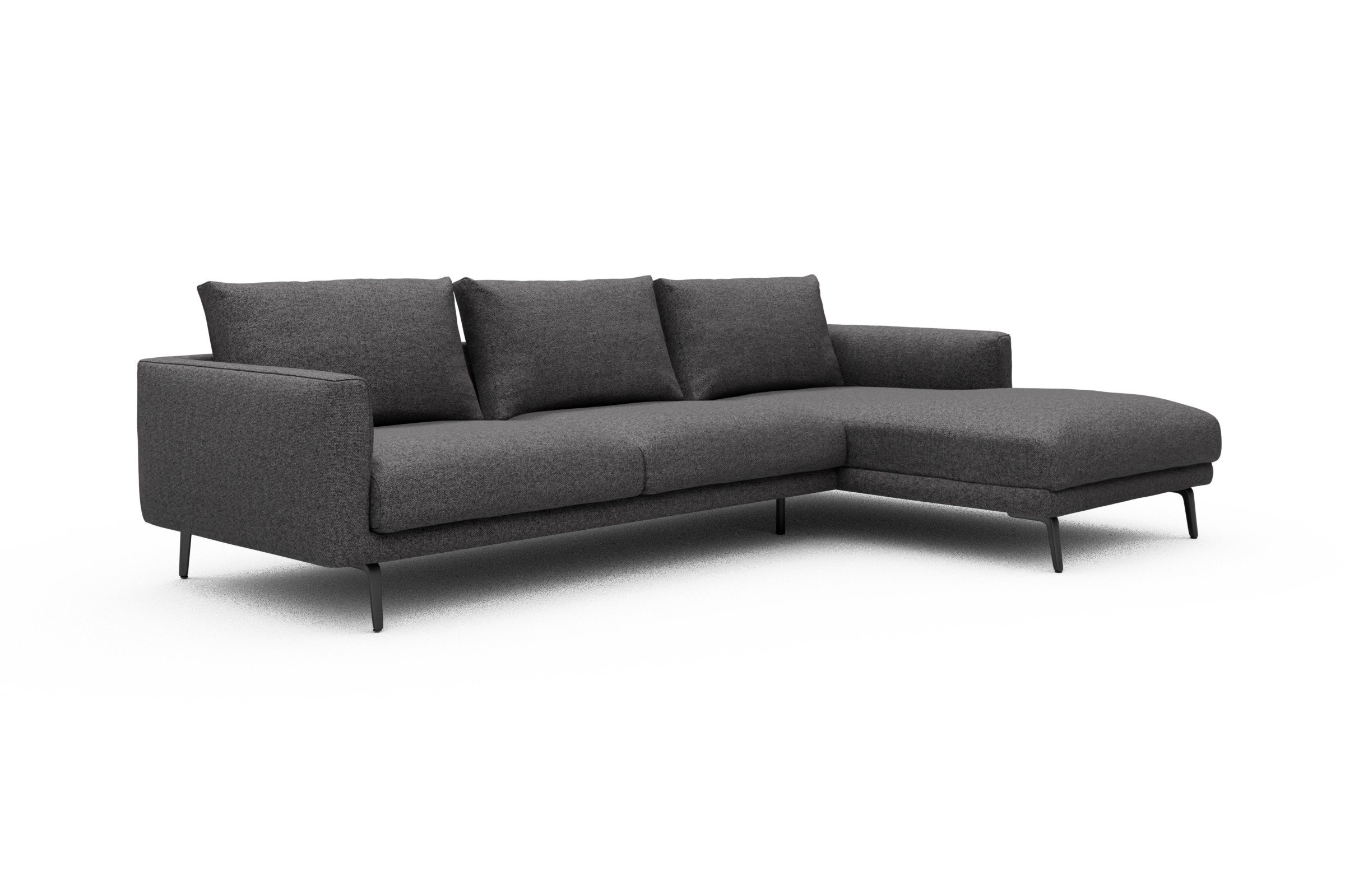 Ecksofa Karl Chaiselongue rechts mit 2,5-Sitzer Sama-Antracite
