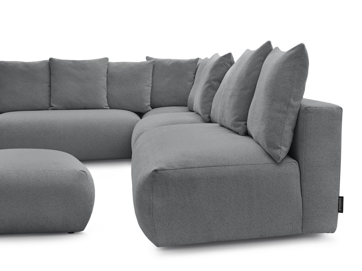 Bobochic Voltaire Ecksofa mit Pouf 322 × 268 cm Melange-Stoff Dunkelgrau Ecke links