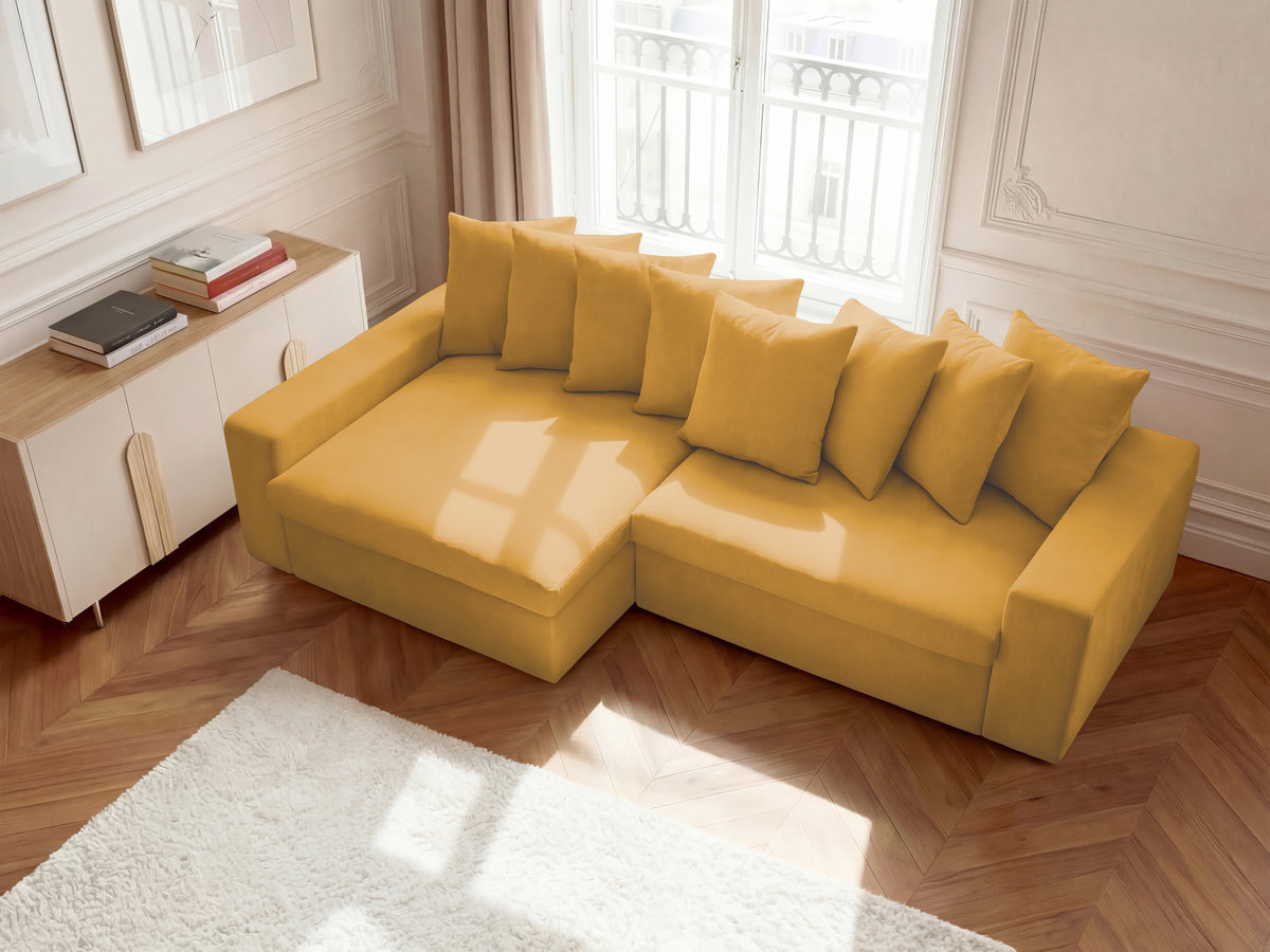 Bobochic Enore Ecksofa 330 × 100 cm Stoff Gelb Ecke links