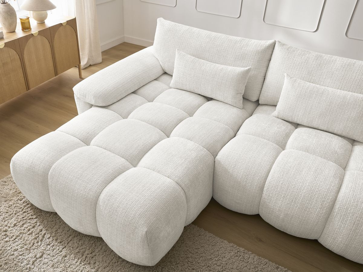 Bobochic Ivane Ecksofa Strukturstoff Weiß Ecke links