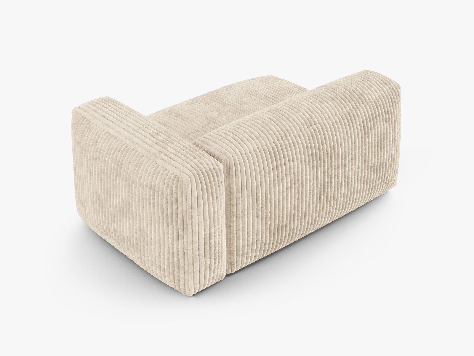 Micadoni Eckmodul mit Armlehne Martina 1-Sitzer Groß 90cm Sitztiefe Rechts Kord Tilia Helles Beige