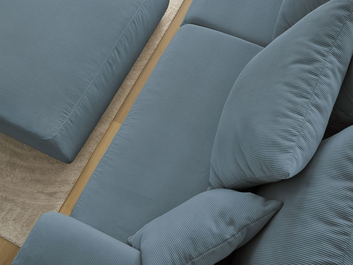 Bobochic Sidonie Sofa 3-Sitzer mit Pouf Cordsamt Dunkelblau