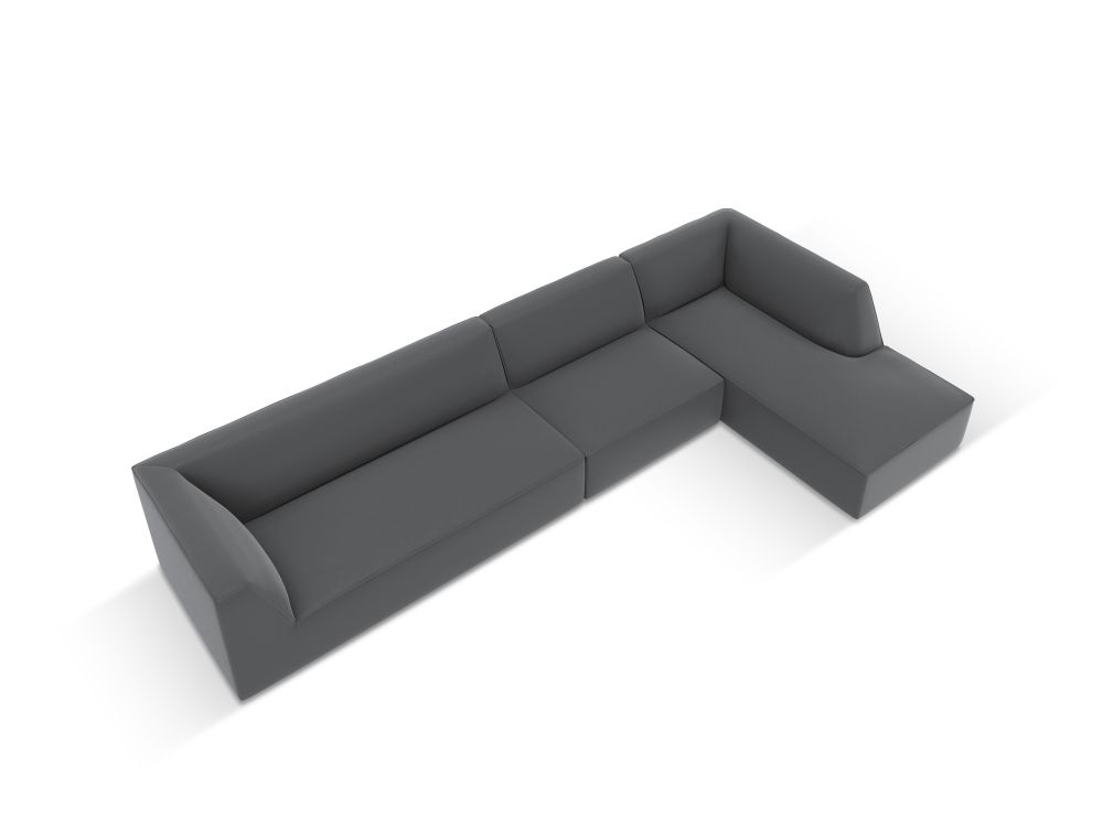 Cosmopolitan Design Ecksofa Siena 5-Sitzer Kunstleder Pacifico Dunkelgrau Melange Rechts