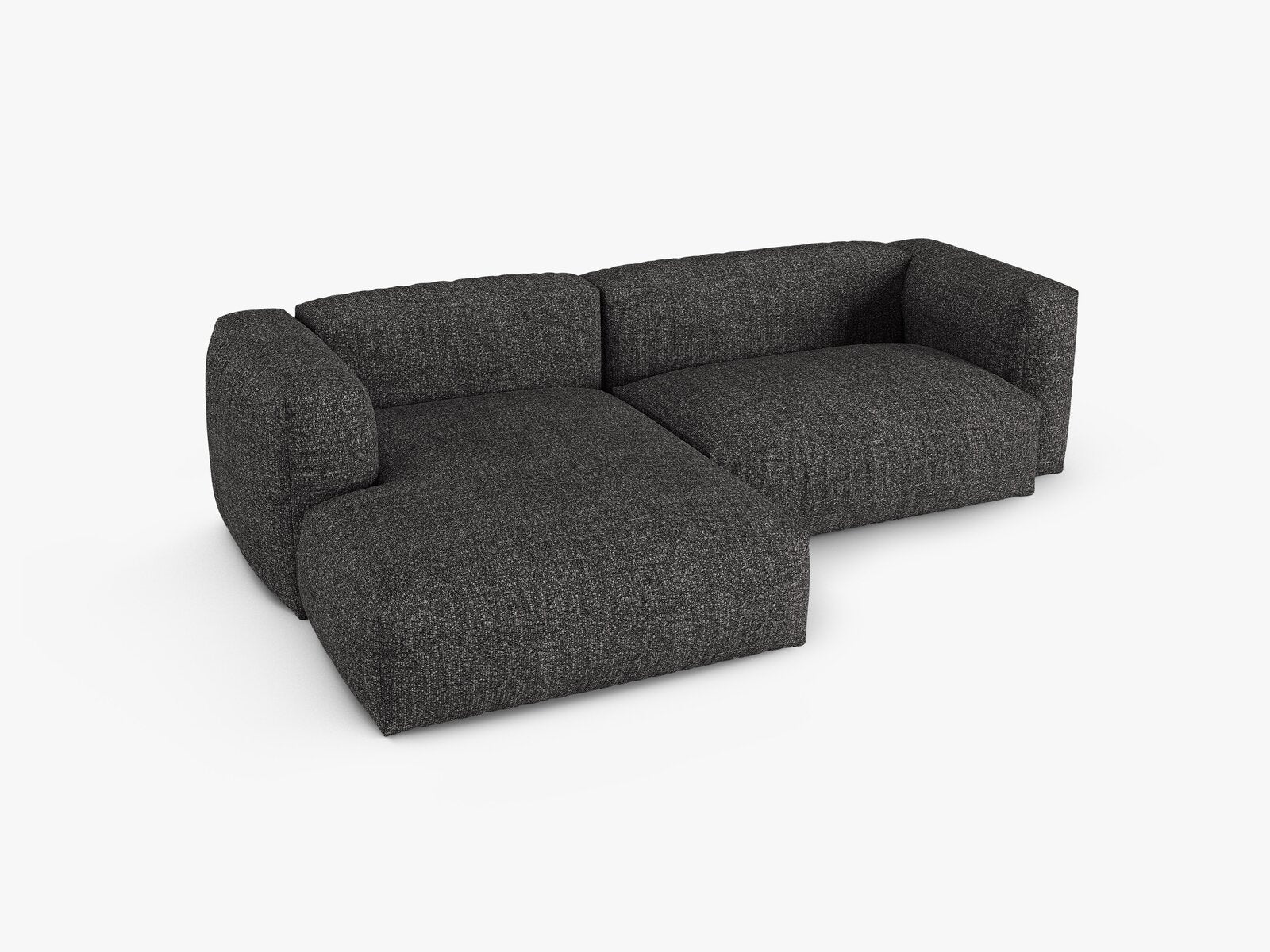 Micadoni Ecksofa Martina 2-Sitzer 90cm Sitztiefe Links Boucle Monet Anthrazit