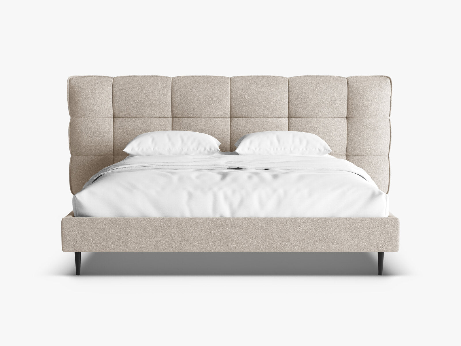 Micadoni Stauraumbett mit Kopfteil Eric with legs Boucle Sicuro Dunkelbeige 140x200