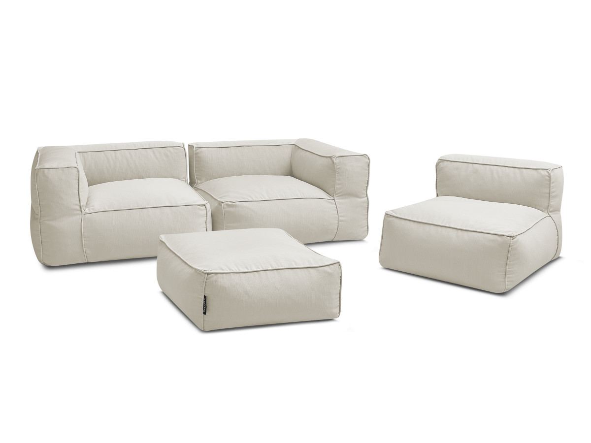 Bobochic Giulia Gartensofa 4-Sitzer mit Pouf, 2 Eckmodule Stoff Beige