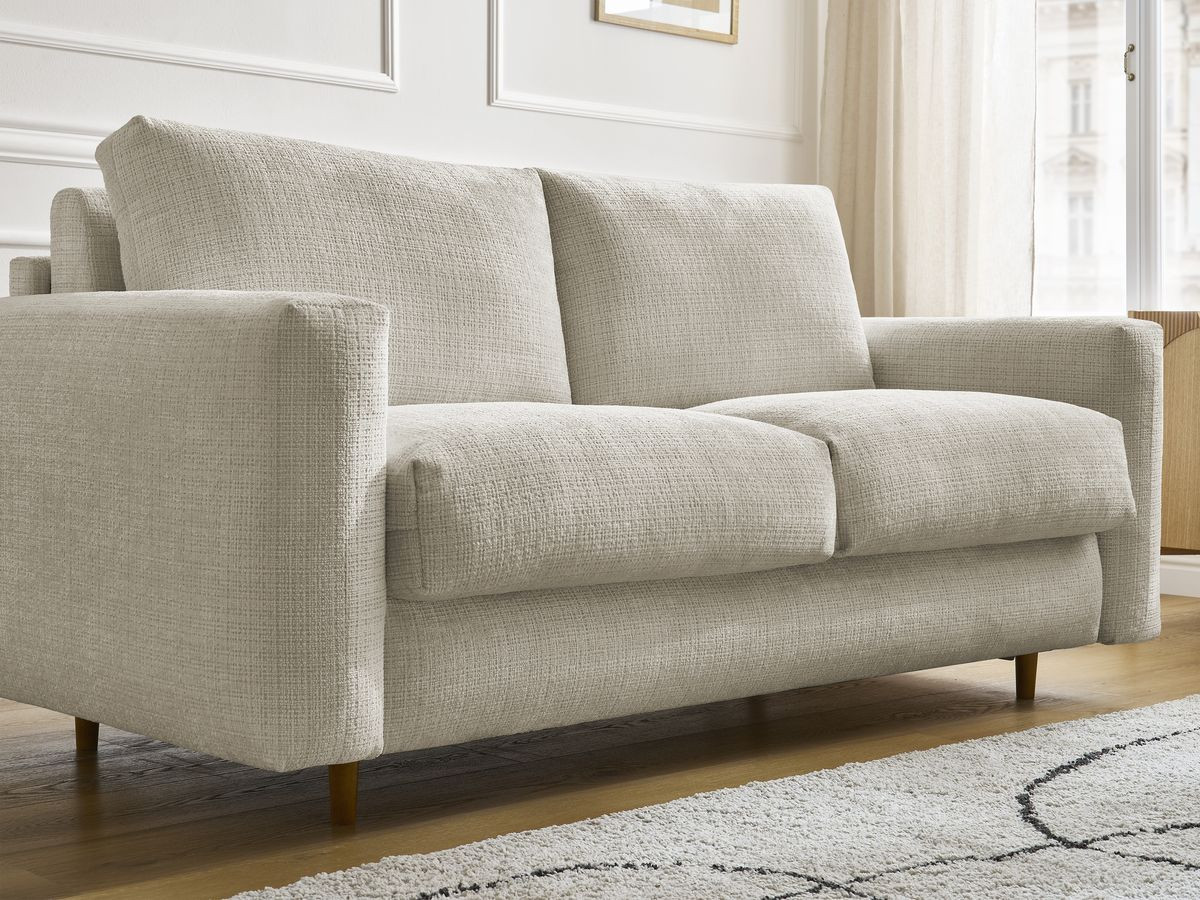 Bobochic Cocoone Schlafsofa 3-Sitzer Strukturstoff Beige, Liegefläche 160 × 200 cm