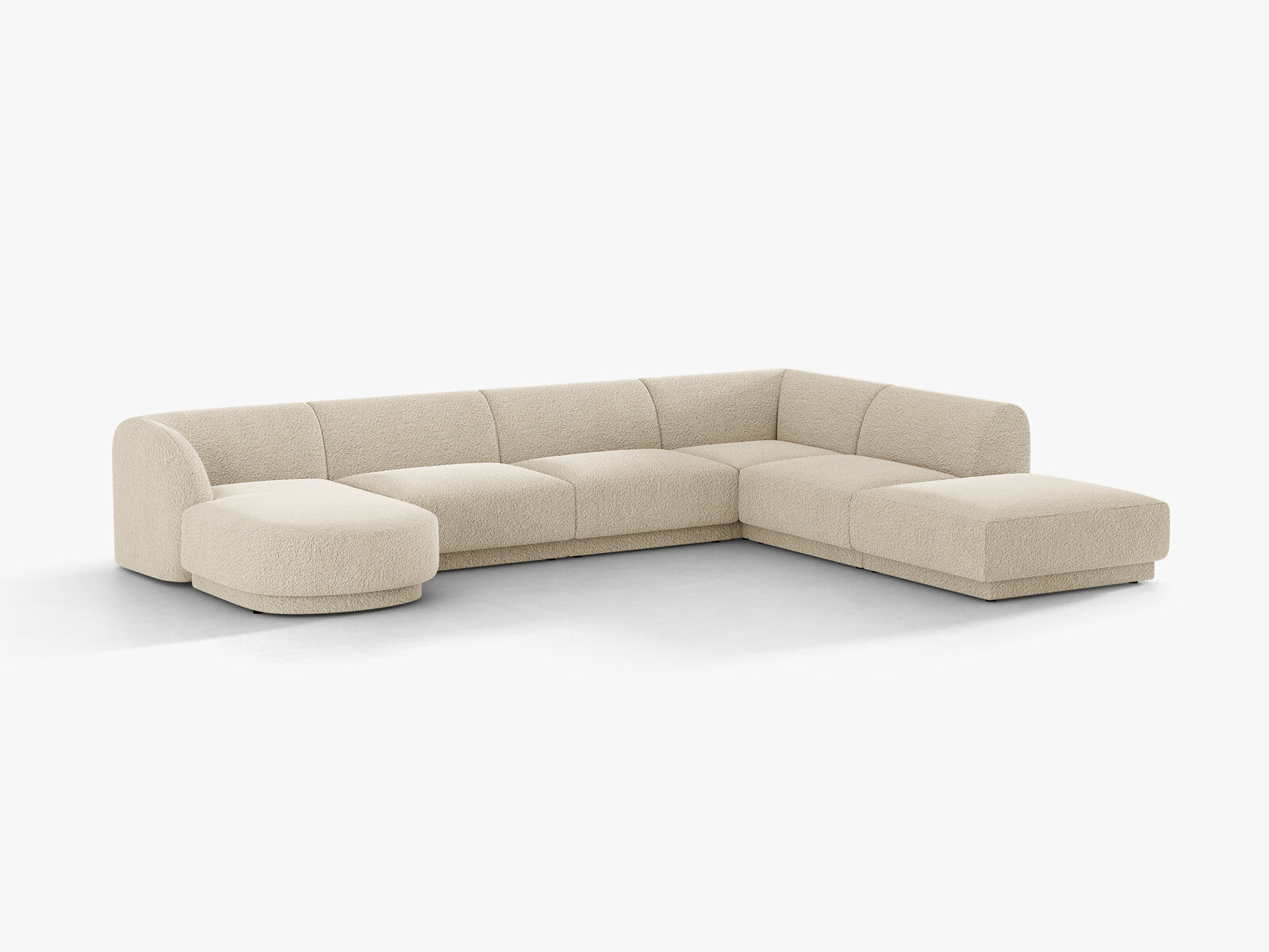 Micadoni Panorama-Ecksofa Miley 6-Sitzer Rechts Boucle Baloo Beige