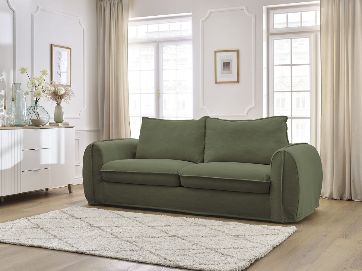 Bobochic Archimede Schlafsofa 3-Sitzer Stoff Grün, Liegefläche 160 × 194 cm