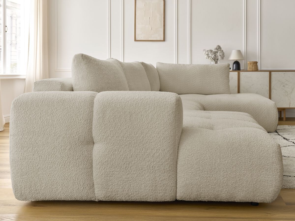 Bobochic Fuji Wohnlandschaft Bouclé-Stoff Beige Ecke links