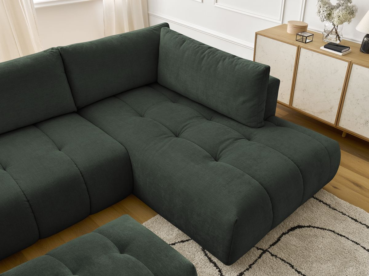 Bobochic Fuji Wohnlandschaft mit Pouf Stoff Grün Ecke links