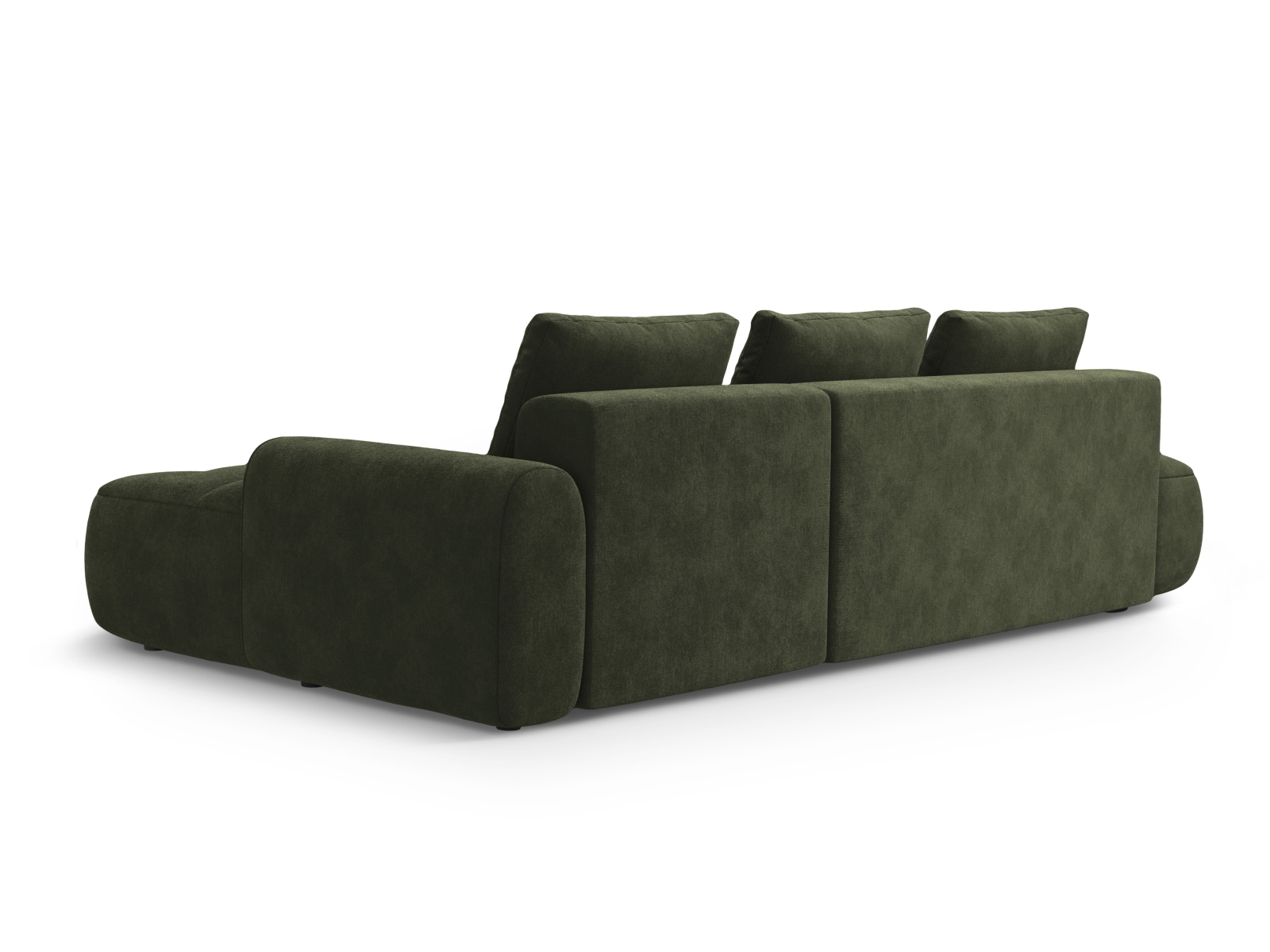 Cosmopolitan Design Ecksofa Linz 3-Sitzer offen mit Schlaffunktion Samt Vogue Grün Rechts