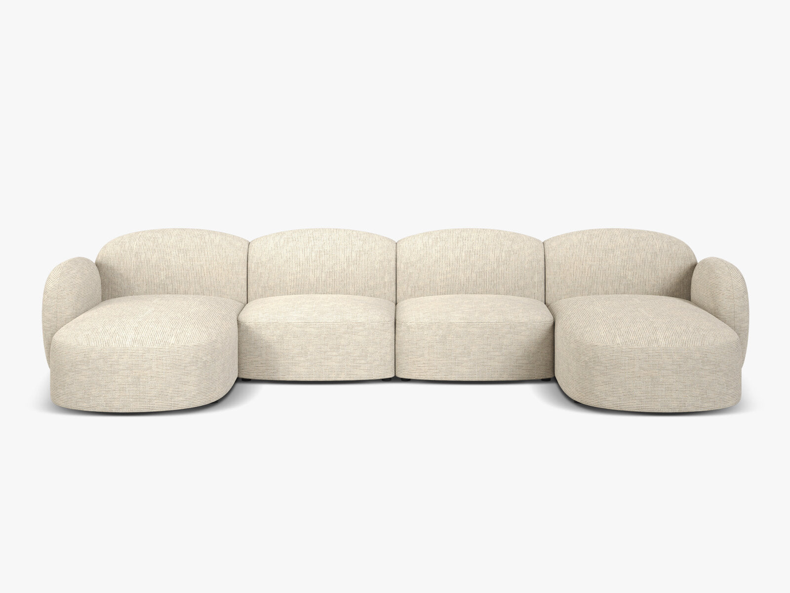 Micadoni Panorama Sofa Blair 6-Sitzer Strukturierter Stoff Baltimore Helles Beige