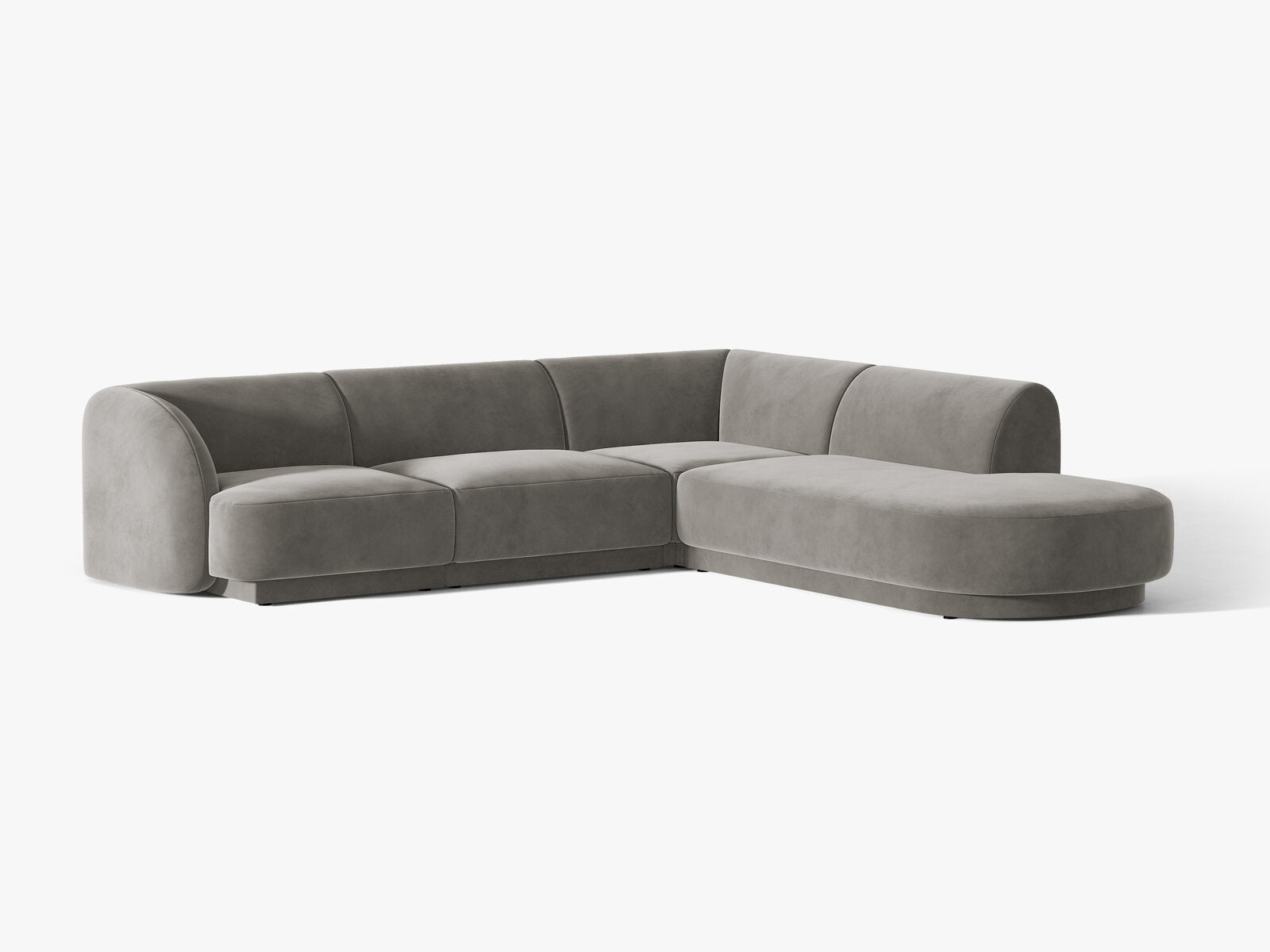 Micadoni Ecksofa Miley 6-Sitzer Rechts Samt Bluvel Hellgrau