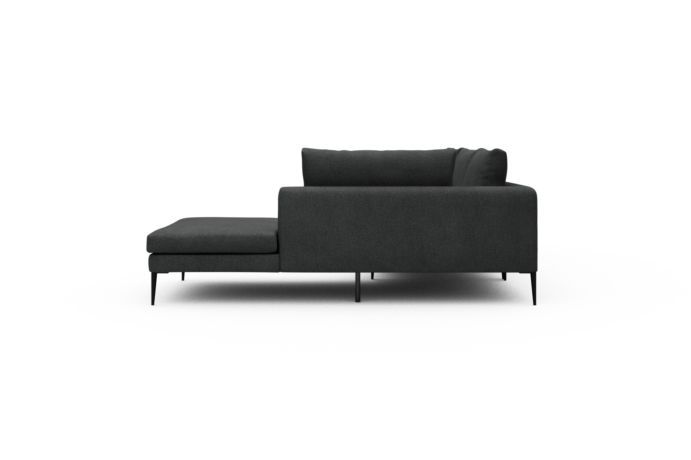 Ecksofa Paul Relax-Ecke links mit 3-Sitzer Boucle-Charcoal