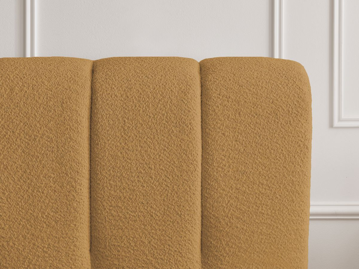Bobochic Denali Polsterbett mit Bettkasten mit Bettbank Bouclé-Stoff Gelb, Liegefläche 160 × 200 cm