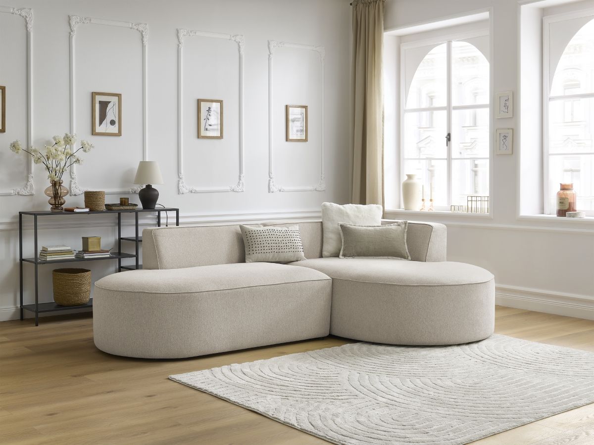 Bobochic Rousseau Ecksofa Melange-Stoff Beige Ecke rechts