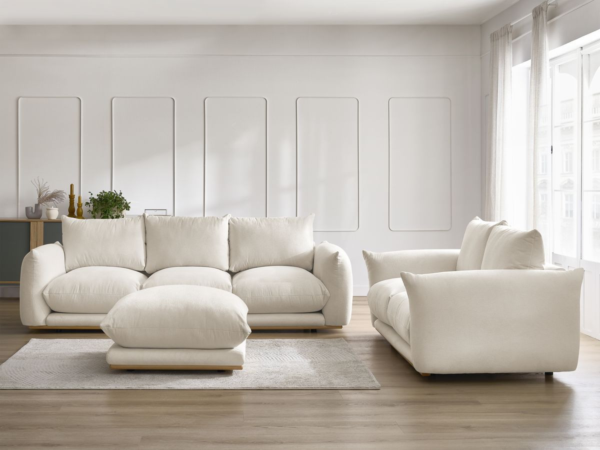 Bobochic Ernest Sofa 6-Sitzer mit Pouf Stoff Beige