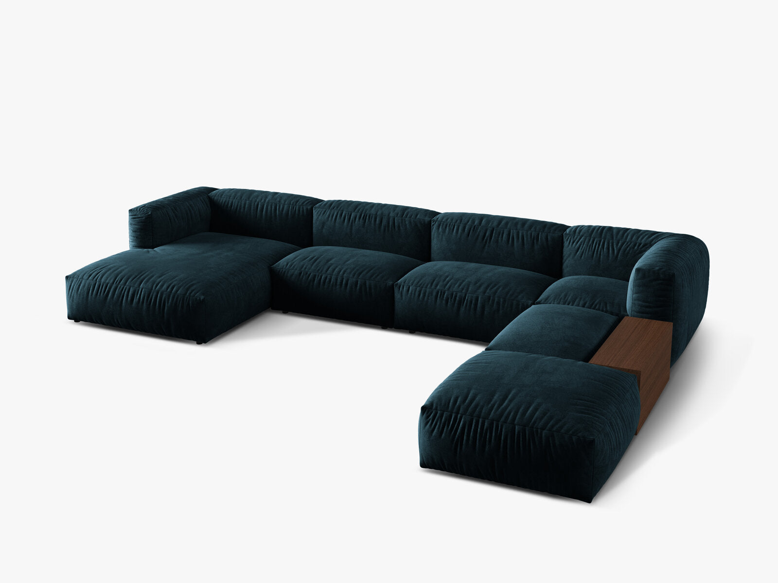Micadoni Panorama-Ecksofa Martina 5-Sitzer Rechts Samt Tiefes Petrol