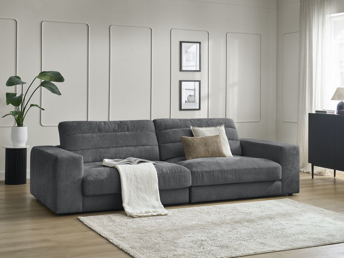 Bobochic Sierra Sofa 3-Sitzer Strukturstoff Dunkelgrau