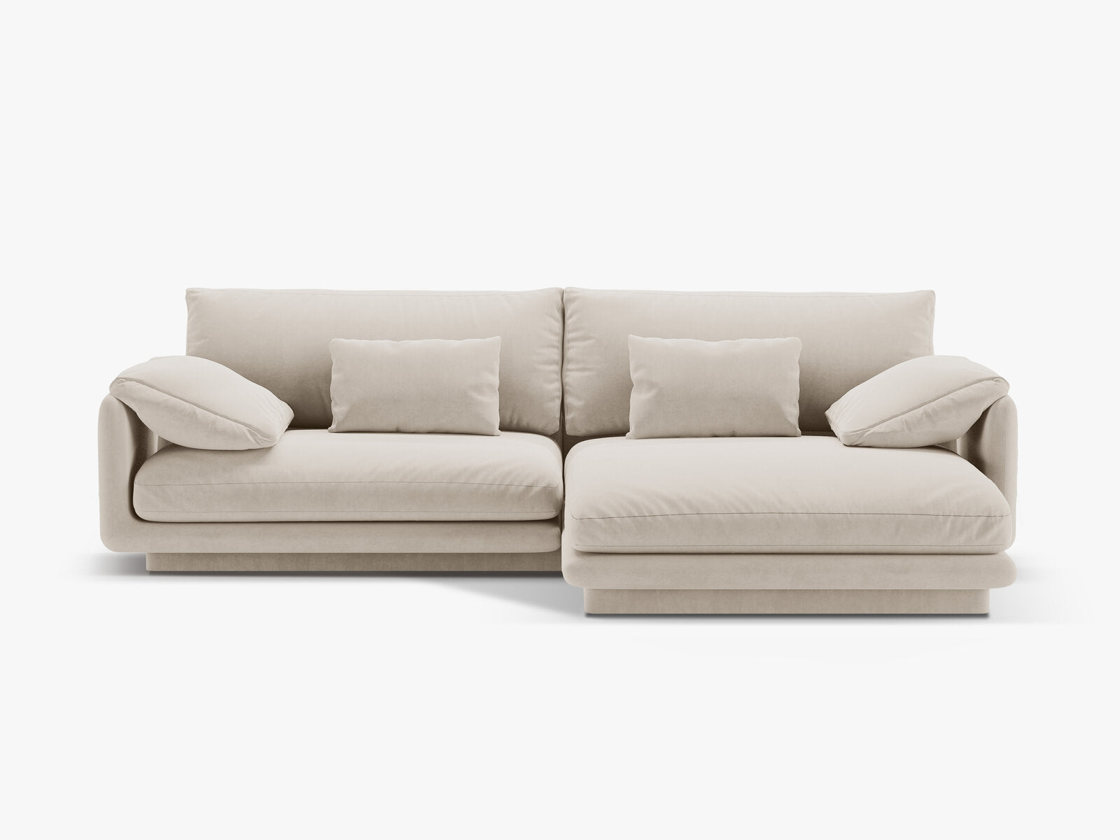 Micadoni Ecksofa Torino 4-Sitzer Rechts Samt Ecru