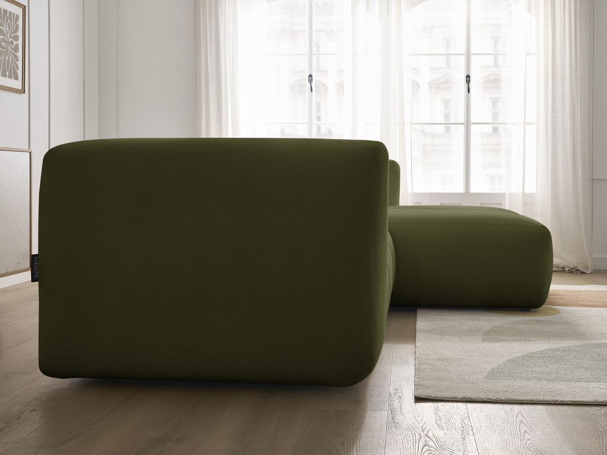 Bobochic Talia Ecksofa Melange-Stoff Grün Ecke rechts