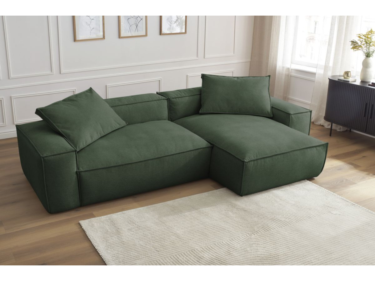Bobochic Boheme Ecksofa, 2 Kissen Melange-Stoff Grün