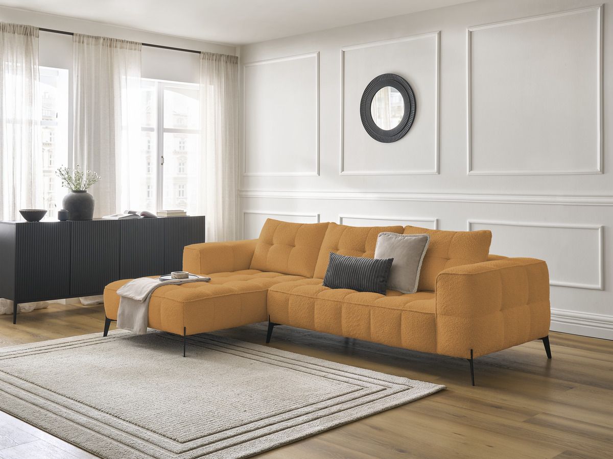 Bobochic Anis Ecksofa Bouclé-Stoff Gelb Ecke links