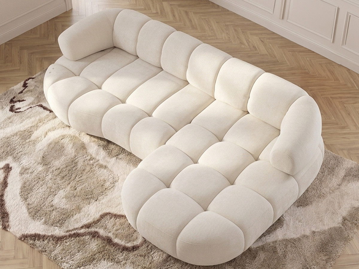 Bobochic Lovely Ecksofa mit Schlaffunktion Stoff Beige Ecke rechts