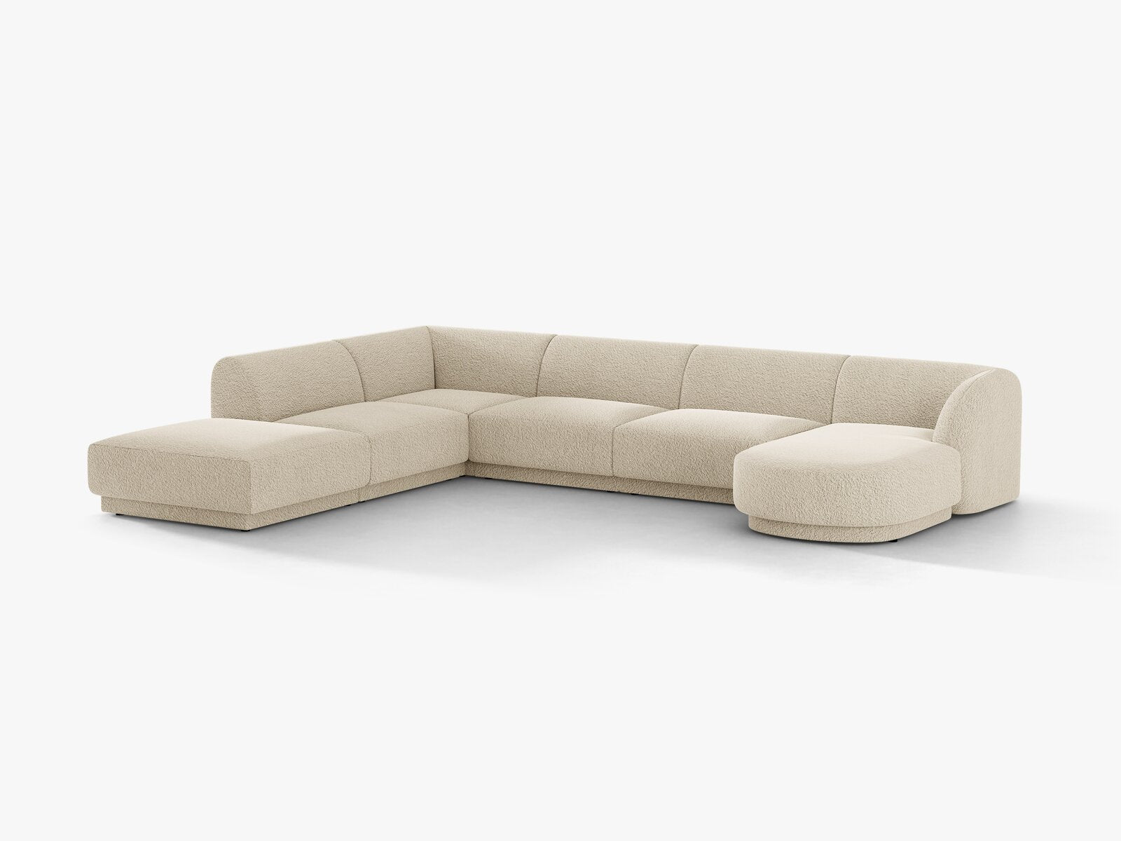 Micadoni Panorama-Ecksofa Miley 6-Sitzer Links Boucle Baloo Beige