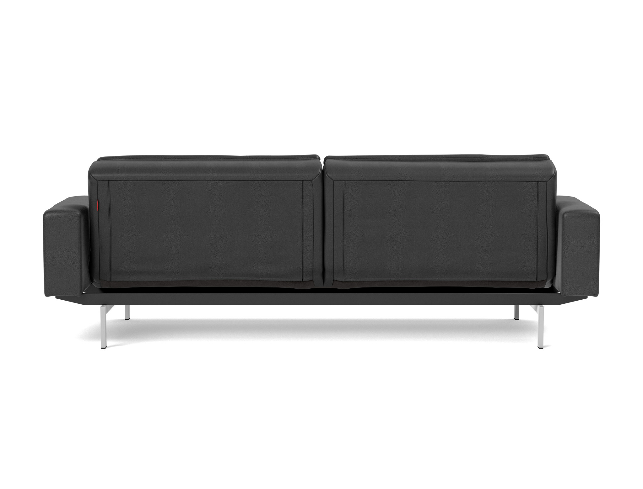 Schlafsofa Dublexo mit Armlehnen Lederoptik Faunal 550-Black Beine Chrom