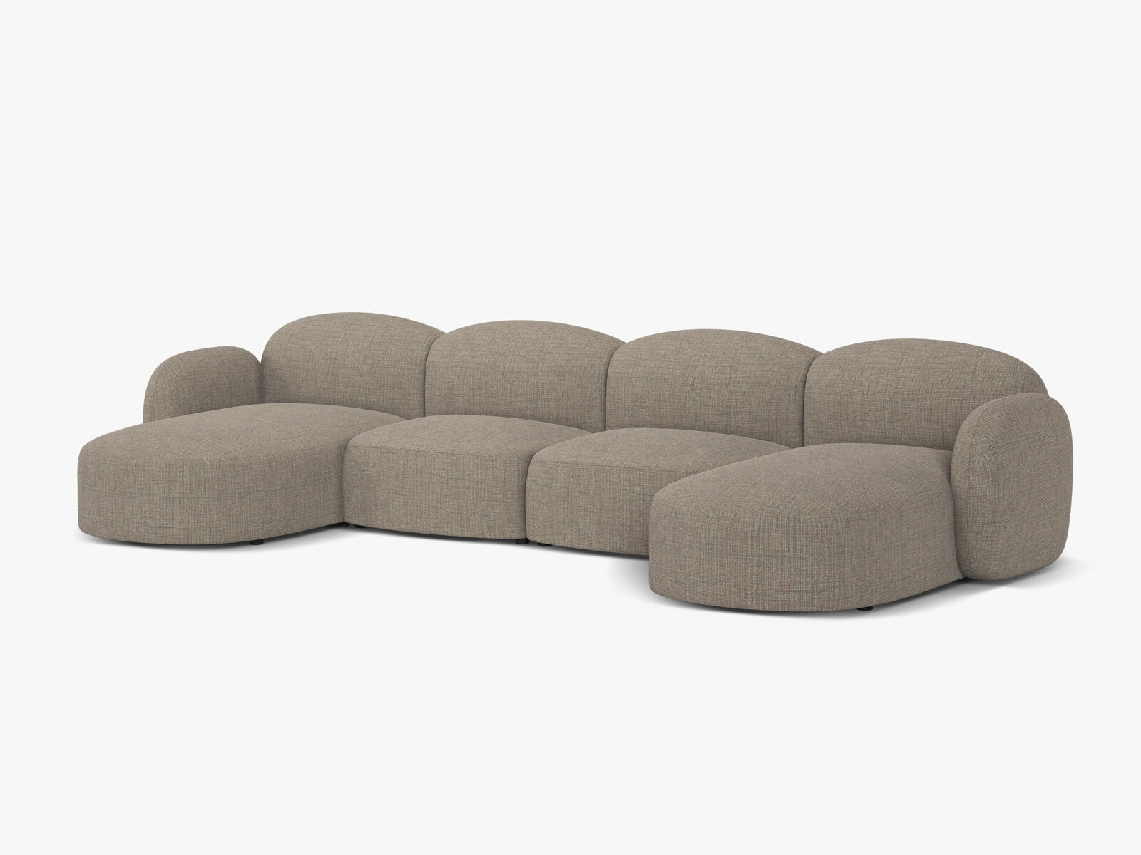 Micadoni Panorama Sofa Blair 6-Sitzer Strukturierter Stoff Baltimore Grau Braun Melange