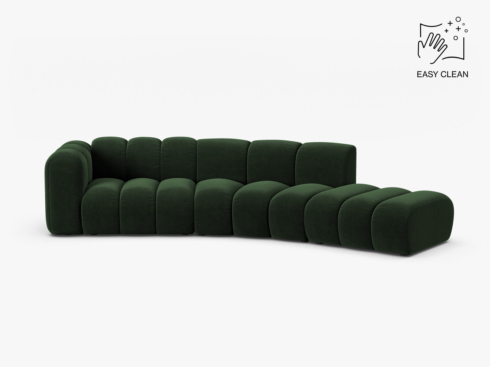 Micadoni Modulares Sofa Lupine 5-Sitzer Samt Venus Flaschengrün Rechts
