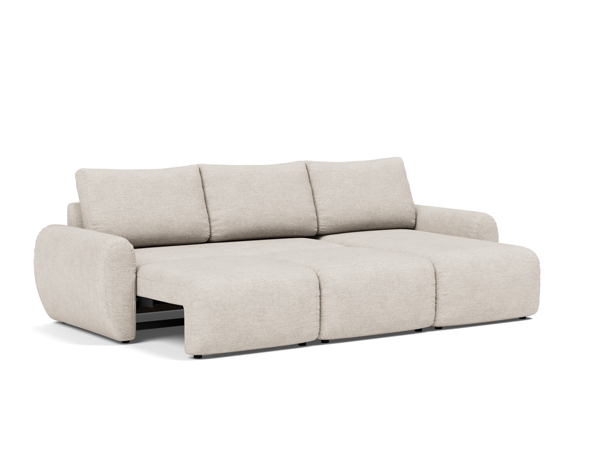 Schlafsofa Norum mit Chaiselongue und Curve-Armlehnen Chenille Yuveno 470-Natural