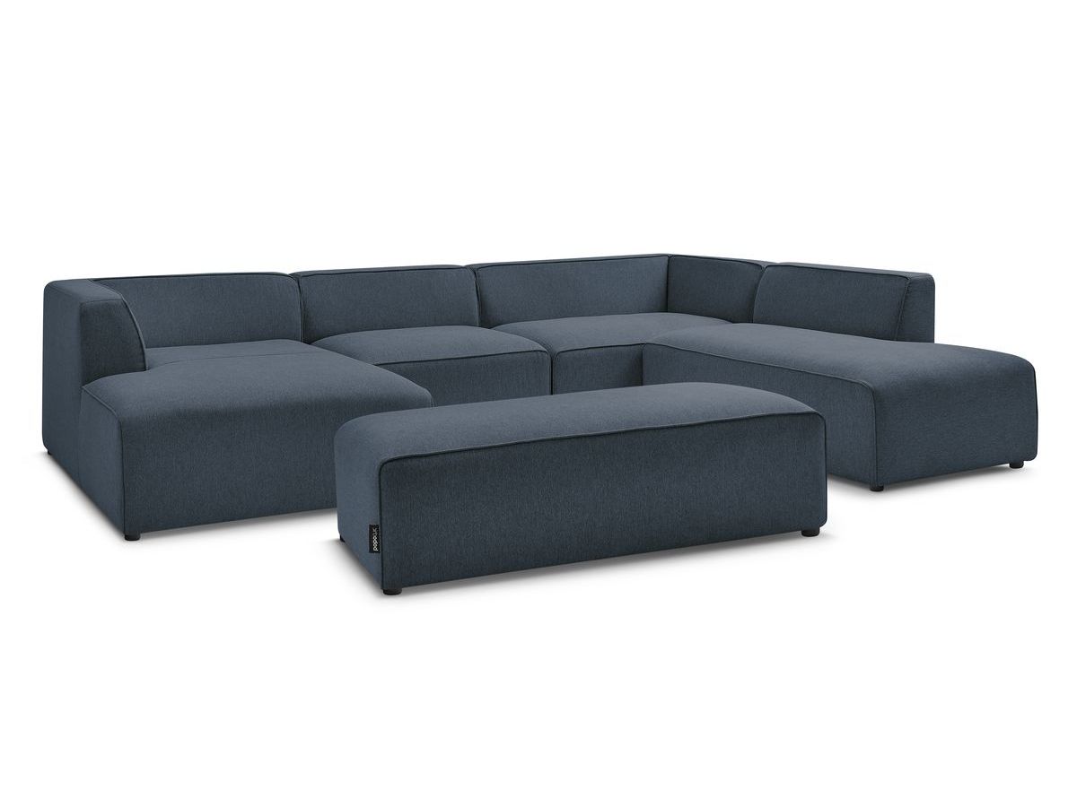 Bobochic Megeve Wohnlandschaft mit Pouf Melange-Stoff Dunkelblau Ecke links
