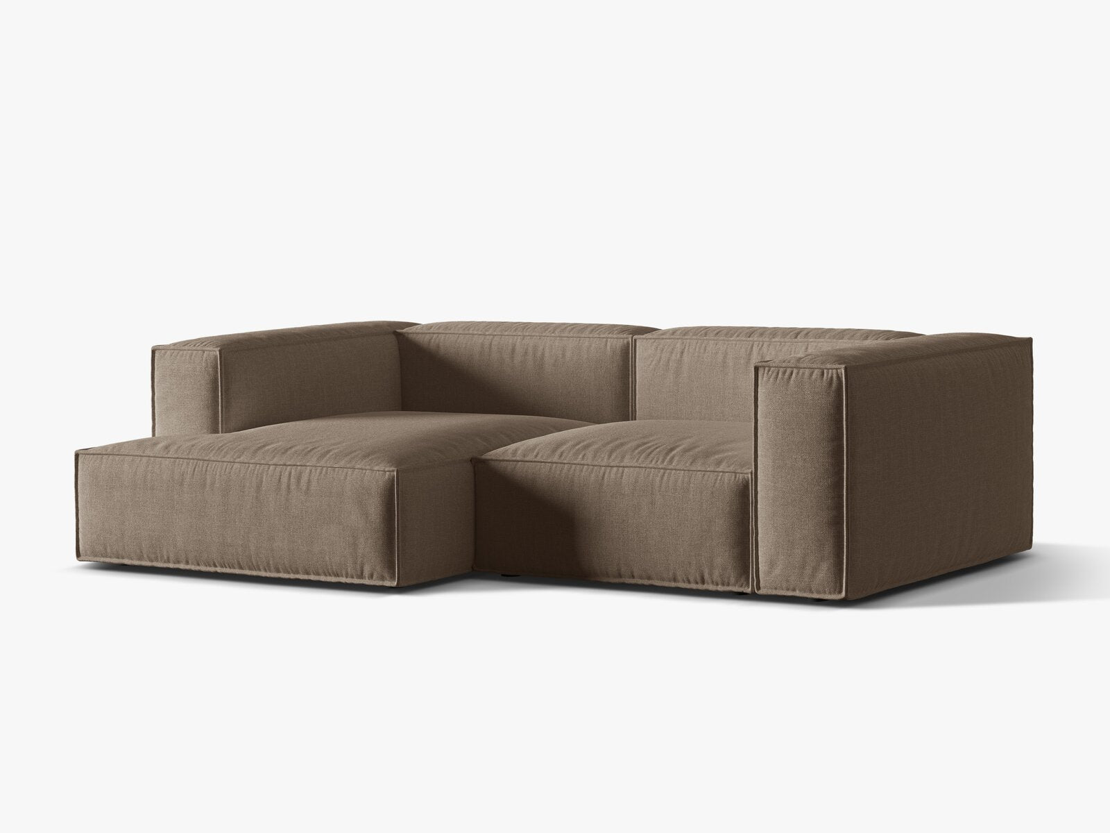 Micadoni Ecksofa Nuria 3-Sitzer Links Strukturierter Stoff Cappuccino