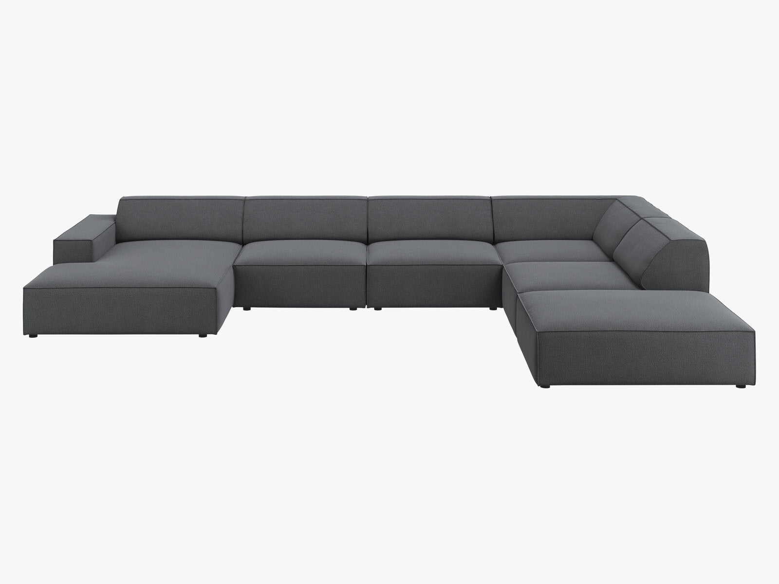 Micadoni Panorama-Ecksofa Jodie 7-Sitzer Rechts Strukturierter Stoff Megan Dunkelgrau